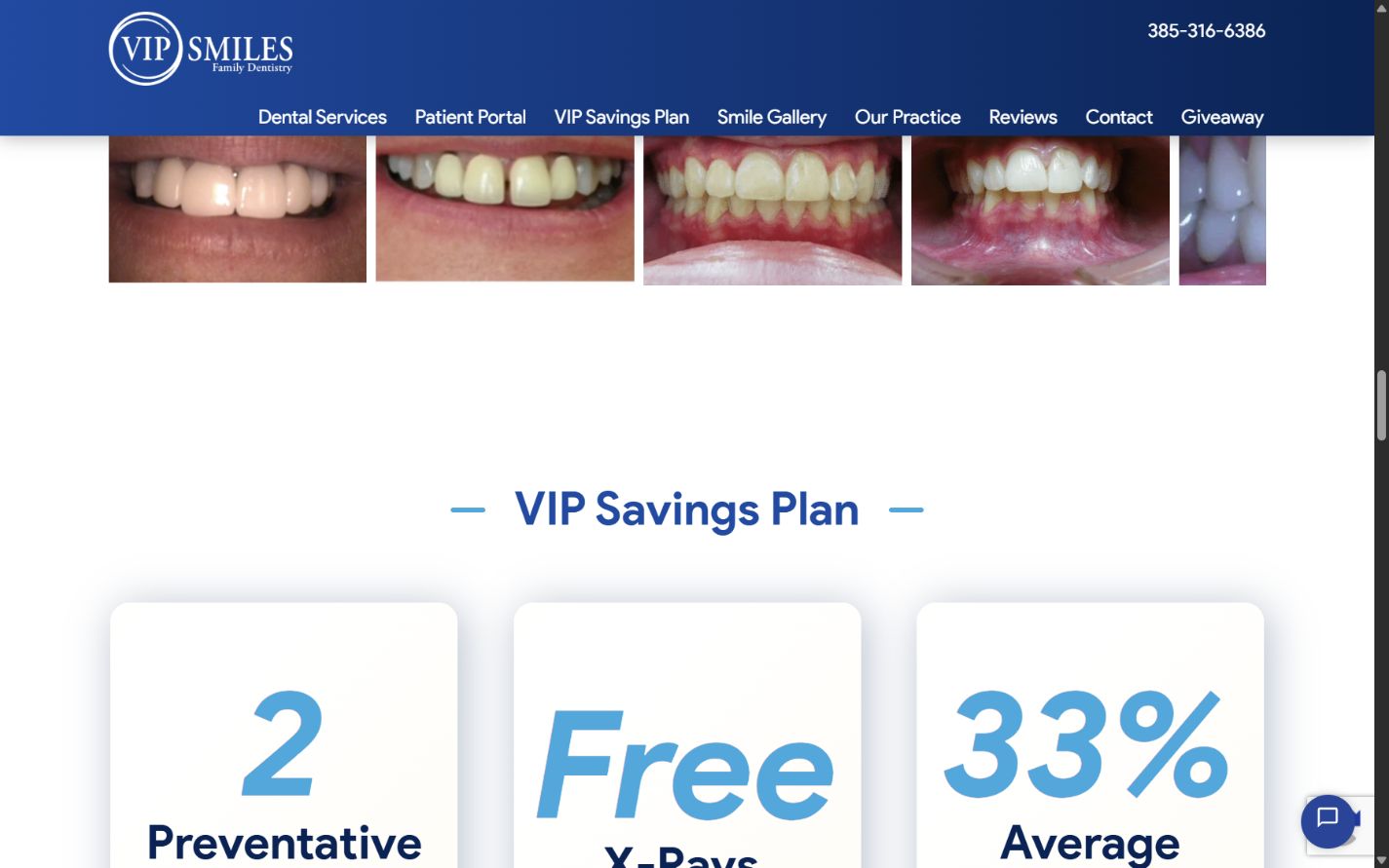 Homepage gallery and plan — Clinical images and savings-plan highlights are part of the homepage.