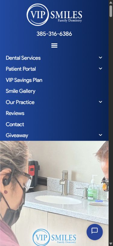 Mobile navigation — The main navigation expands into a vertical list.