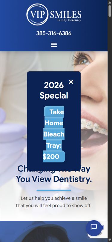 Mobile promotion — The offer button wraps into a narrow stack and covers the hero after chat is dismissed.